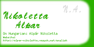 nikoletta alpar business card
